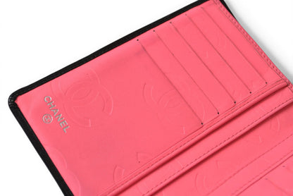 シャネル 財布/二つ折 CHANEL 折財布 カンボン ファスナー付 A50080 ブラック/ブラック【中古】