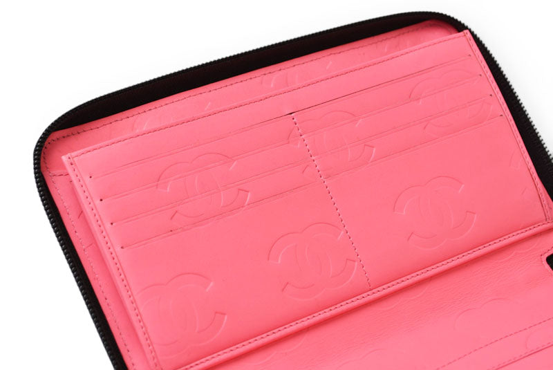 シャネル 財布/マルチウォレット CHANEL 長財布 カンボン ファスナー式 ブラック/ブラック【中古】
