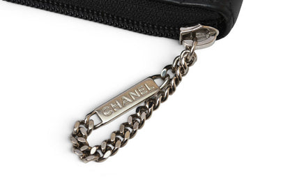 シャネル 財布/マルチウォレット CHANEL 長財布 カンボン ファスナー式 ブラック/ブラック【中古】