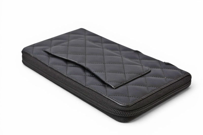 シャネル 財布/マルチウォレット CHANEL 長財布 カンボン ファスナー式 ブラック/ブラック【中古】