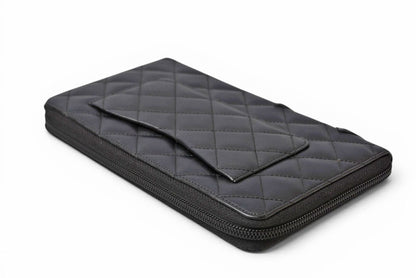 シャネル 財布/マルチウォレット CHANEL 長財布 カンボン ファスナー式 ブラック/ブラック【中古】