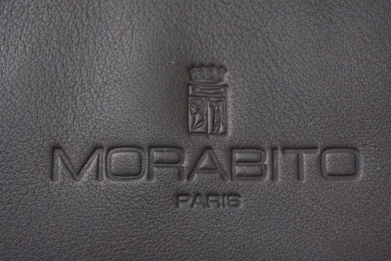 モラビト ショルダーバッグ MORABITO 型押しロゴ/レザー グレー/ゴールド レディース【中古】