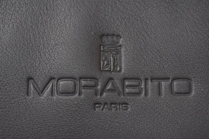 モラビト ショルダーバッグ MORABITO 型押しロゴ/レザー グレー/ゴールド レディース【中古】