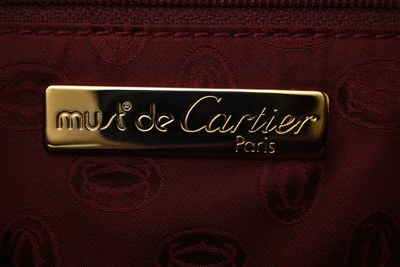 カルティエ クラッチバッグ マストライン Cartier ヴィンテージ メンズバッグ レザー ボルドー【中古】
