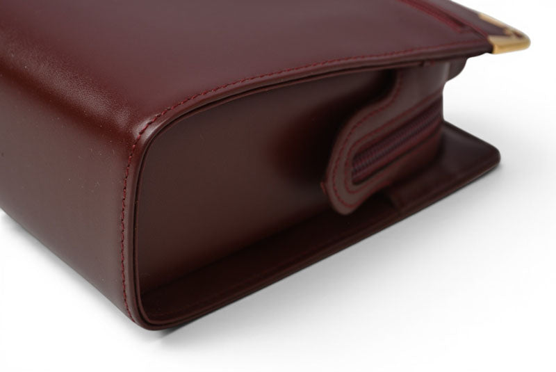 カルティエ クラッチバッグ マストライン Cartier ヴィンテージ メンズバッグ レザー ボルドー【中古】