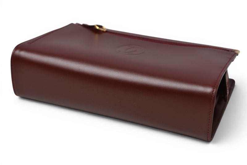 カルティエ クラッチバッグ マストライン Cartier ヴィンテージ メンズバッグ レザー ボルドー【中古】