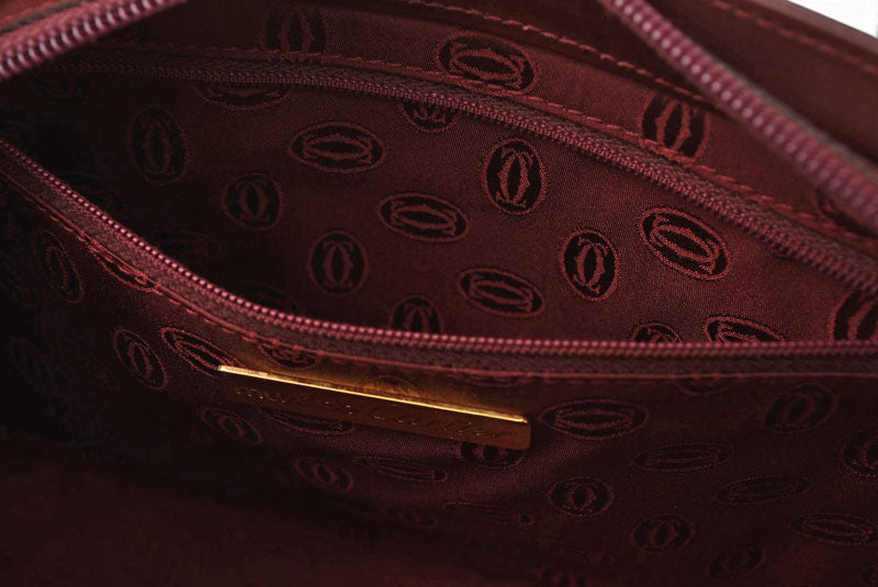 カルティエ クラッチバッグ マストライン Cartier ヴィンテージ メンズバッグ レザー ボルドー【中古】