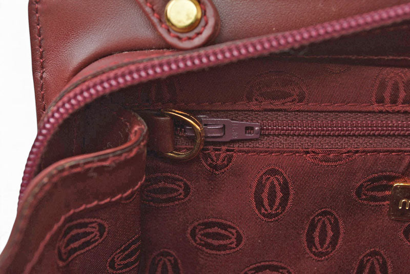 カルティエ クラッチバッグ マストライン Cartier ヴィンテージ メンズバッグ レザー ボルドー【中古】
