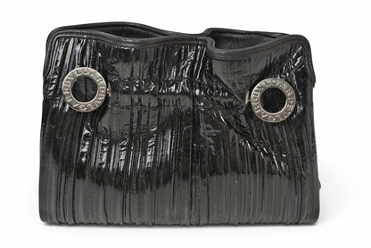 ブルガリ クラッチバッグ BVLGARI ツイスト パテントレザー エナメル ブラック シルバー金具 レディース【中古】