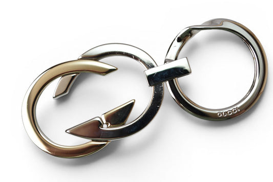 グッチ 美品 キーリング/キーホルダー GUCCI ヴィンテージ インターロッキング シルバー/ゴールド【中古】