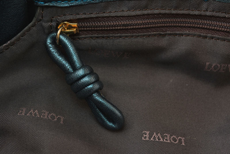 ロエベ ハンドバッグ LOEWE ナッパ アイレ バッグ シープスキン メタリックグリーン【中古】