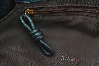 ロエベ ハンドバッグ LOEWE ナッパ アイレ バッグ シープスキン メタリックグリーン【中古】
