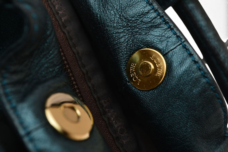 ロエベ ハンドバッグ LOEWE ナッパ アイレ バッグ シープスキン メタリックグリーン【中古】