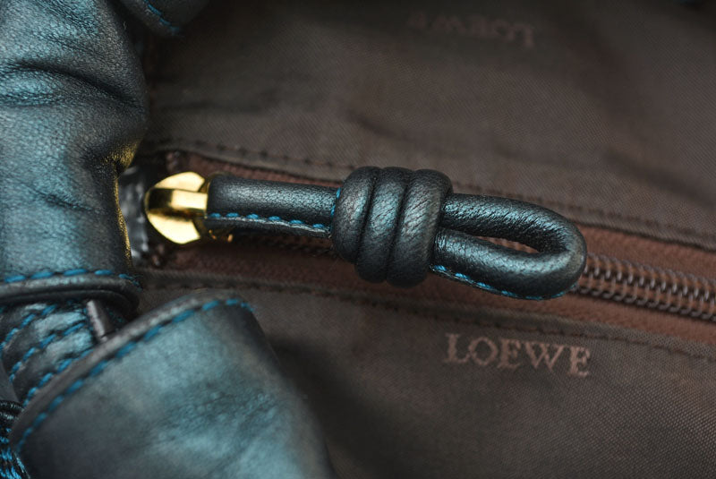 ロエベ ハンドバッグ LOEWE ナッパ アイレ バッグ シープスキン メタリックグリーン【中古】