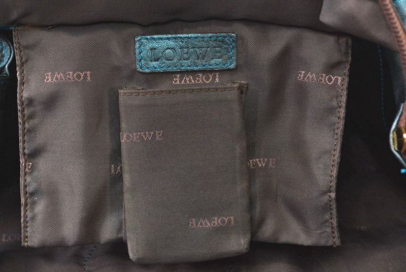 ロエベ ハンドバッグ LOEWE ナッパ アイレ バッグ シープスキン メタリックグリーン【中古】