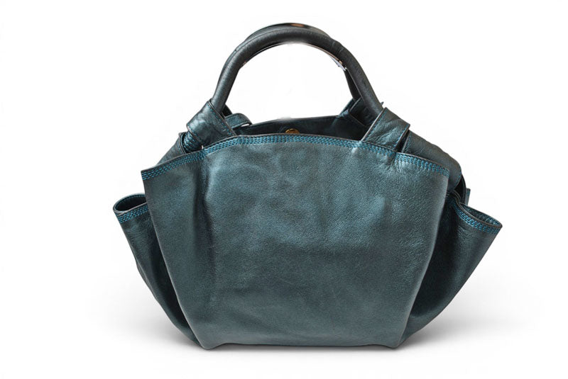 ロエベ ハンドバッグ LOEWE ナッパ アイレ バッグ シープスキン メタリックグリーン【中古】