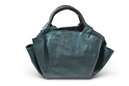 ロエベ ハンドバッグ LOEWE ナッパ アイレ バッグ シープスキン メタリックグリーン【中古】