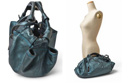 ロエベ ハンドバッグ LOEWE ナッパ アイレ バッグ シープスキン メタリックグリーン【中古】