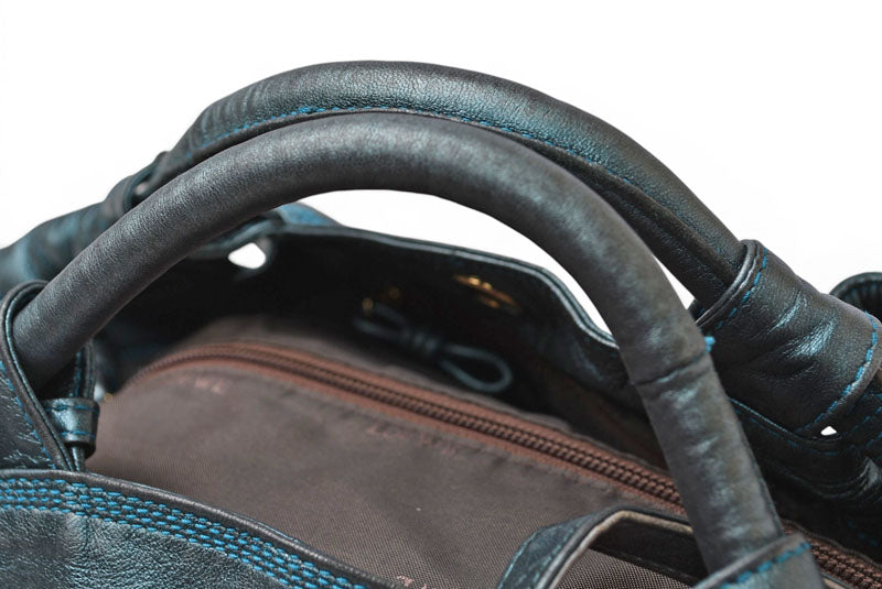 ロエベ ハンドバッグ LOEWE ナッパ アイレ バッグ シープスキン メタリックグリーン【中古】