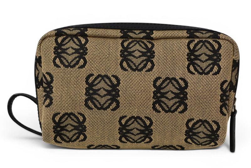 ロエベ コスメポーチ/化粧ポーチ LOEWE ポーチ キャンバス アナグラム ベージュ/ブラック【中古】