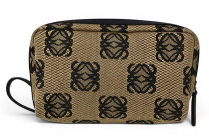 ロエベ コスメポーチ/化粧ポーチ LOEWE ポーチ キャンバス アナグラム ベージュ/ブラック【中古】