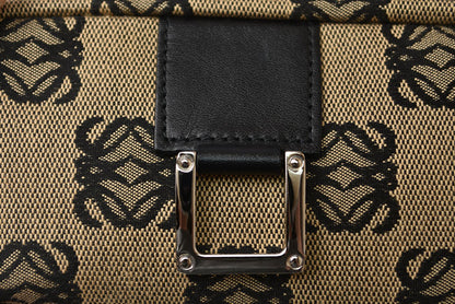 ロエベ コスメポーチ/化粧ポーチ LOEWE ポーチ キャンバス アナグラム ベージュ/ブラック【中古】
