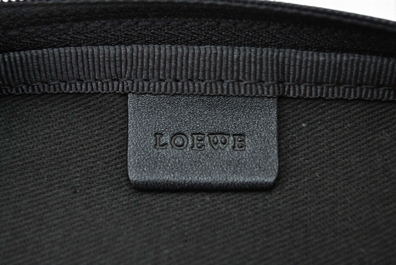 ロエベ コスメポーチ/化粧ポーチ LOEWE ポーチ キャンバス アナグラム ベージュ/ブラック【中古】