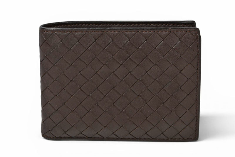 ボッテガヴェネタ 財布/二つ折り財布 BOTTEGA VENETA 折財布 イントレチャート ダークブラウン【中古】