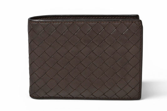 ボッテガヴェネタ 財布/二つ折り財布 BOTTEGA VENETA 折財布 イントレチャート ダークブラウン【中古】