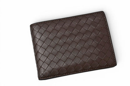 ボッテガヴェネタ 財布/二つ折り財布 BOTTEGA VENETA 折財布 イントレチャート ダークブラウン【中古】