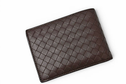 ボッテガヴェネタ 財布/二つ折り財布 BOTTEGA VENETA 折財布 イントレチャート ダークブラウン【中古】