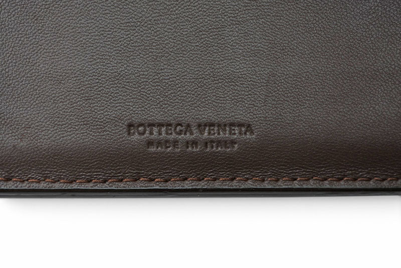 ボッテガヴェネタ 財布/二つ折り財布 BOTTEGA VENETA 折財布 イントレチャート ダークブラウン【中古】