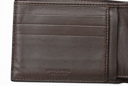ボッテガヴェネタ 財布/二つ折り財布 BOTTEGA VENETA 折財布 イントレチャート ダークブラウン【中古】