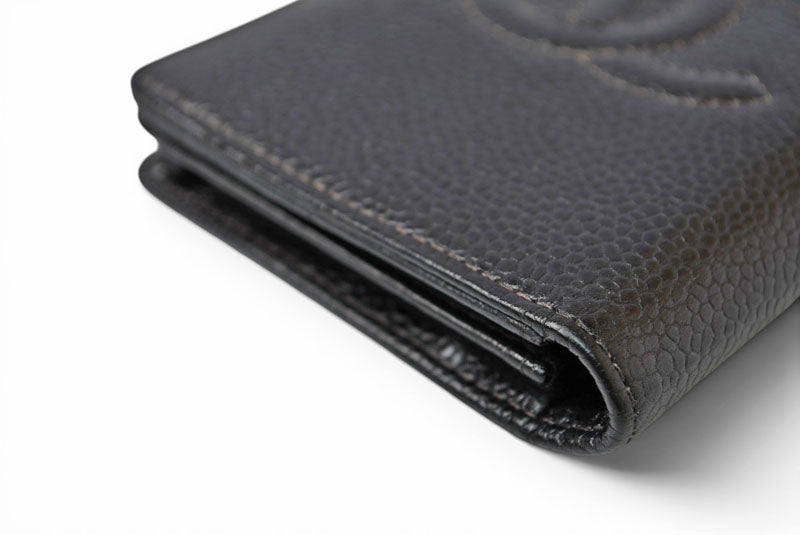 シャネル カードケース/名刺入れ ヴィンテージ CHANEL ココマーク キャビアスキン ブラック【中古】