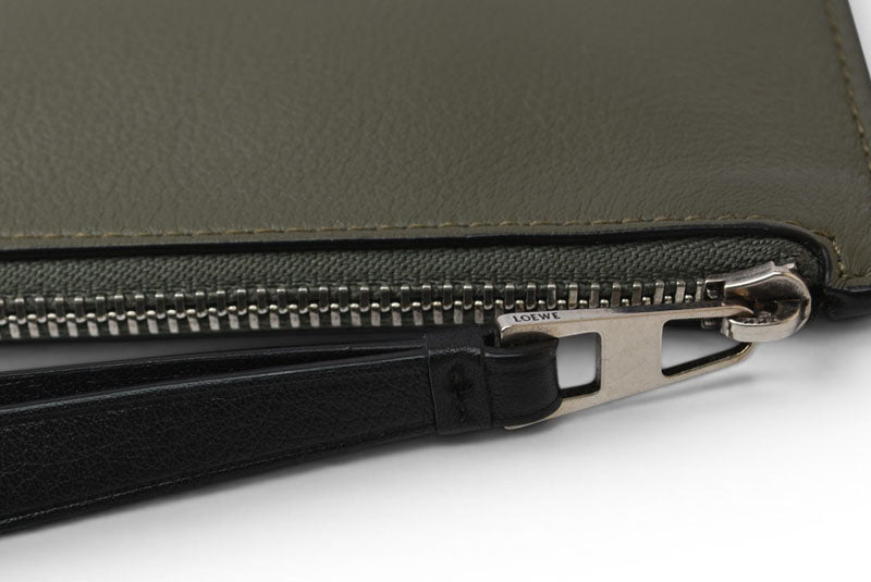 ロエベ コインケース/カードケース LOEWE フラグメントケース/ミニ財布 カーキ/ブラウン【中古】
