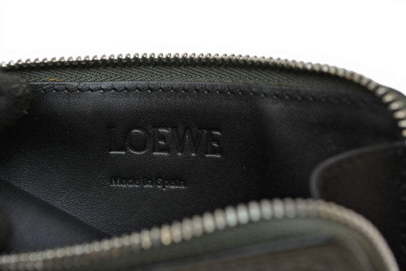 ロエベ コインケース/カードケース LOEWE フラグメントケース/ミニ財布 カーキ/ブラウン【中古】
