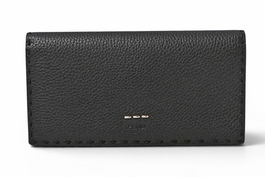 フェンディ 財布 セレリア 長財布 FENDI 7M0186 レザー メンズ ブラック/シルバー金具【中古】