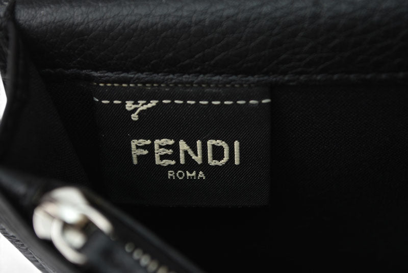 フェンディ 財布 セレリア 長財布 FENDI 7M0186 レザー メンズ ブラック/シルバー金具【中古】