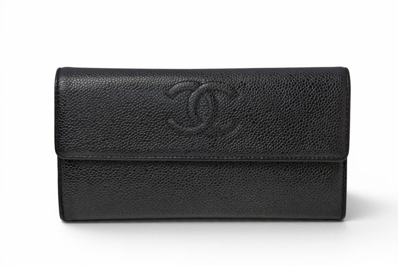 シャネル 長財布 CHANEL A50070 キャビアスキン ブラック ココマーク【中古】
