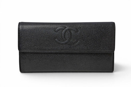 シャネル 長財布 CHANEL A50070 キャビアスキン ブラック ココマーク【中古】