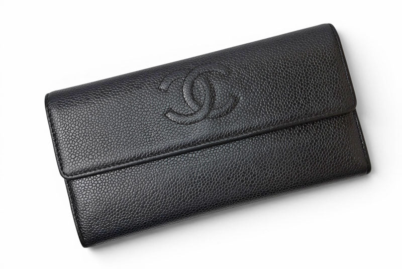 シャネル 長財布 CHANEL A50070 キャビアスキン ブラック ココマーク【中古】