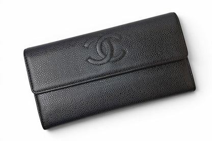 シャネル 長財布 CHANEL A50070 キャビアスキン ブラック ココマーク【中古】