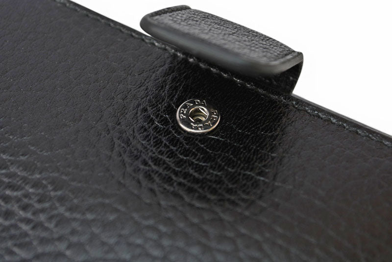 プラダ 財布/三つ折り PRADA 折財布 1M0523 アンティークメタル NERO/ブラック【中古】