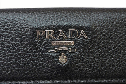 プラダ 財布/三つ折り PRADA 折財布 1M0523 アンティークメタル NERO/ブラック【中古】