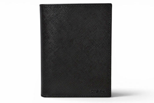 プラダ 未使用 財布/札入れ/カードケース 二つ折り アウトレット メンズ PRADA 折財布 SAFFIANO/レザー ブラック【中古】