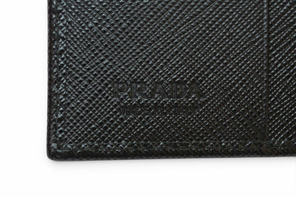 プラダ 未使用 財布/札入れ/カードケース 二つ折り アウトレット メンズ PRADA 折財布 SAFFIANO/レザー ブラック【中古】
