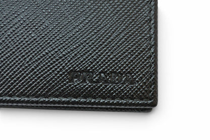 プラダ 未使用 財布/札入れ/カードケース 二つ折り アウトレット メンズ PRADA 折財布 SAFFIANO/レザー ブラック【中古】