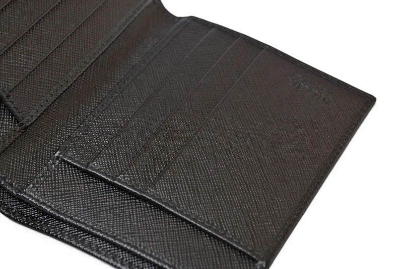 プラダ 未使用 財布/札入れ/カードケース 二つ折り アウトレット メンズ PRADA 折財布 SAFFIANO/レザー ブラック【中古】
