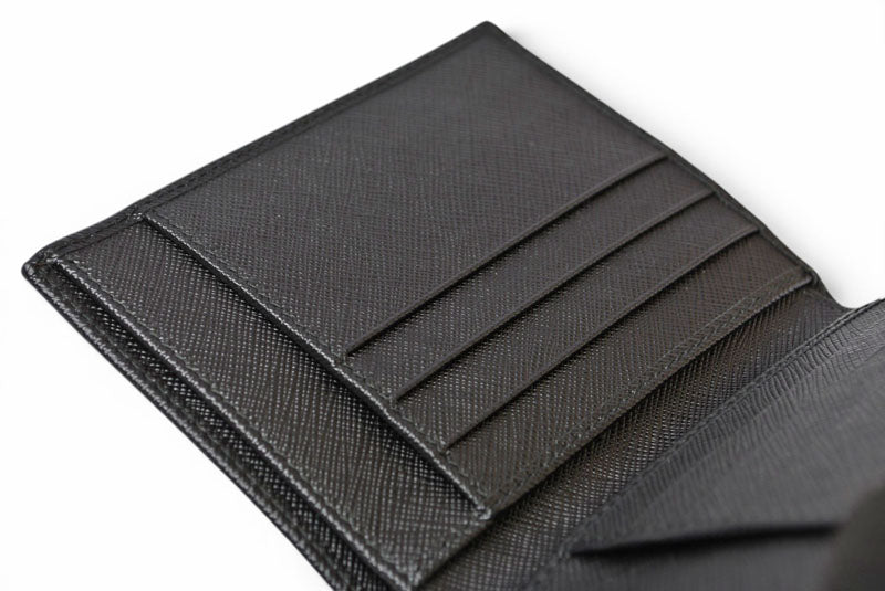 プラダ 未使用 財布/札入れ/カードケース 二つ折り アウトレット メンズ PRADA 折財布 SAFFIANO/レザー ブラック【中古】
