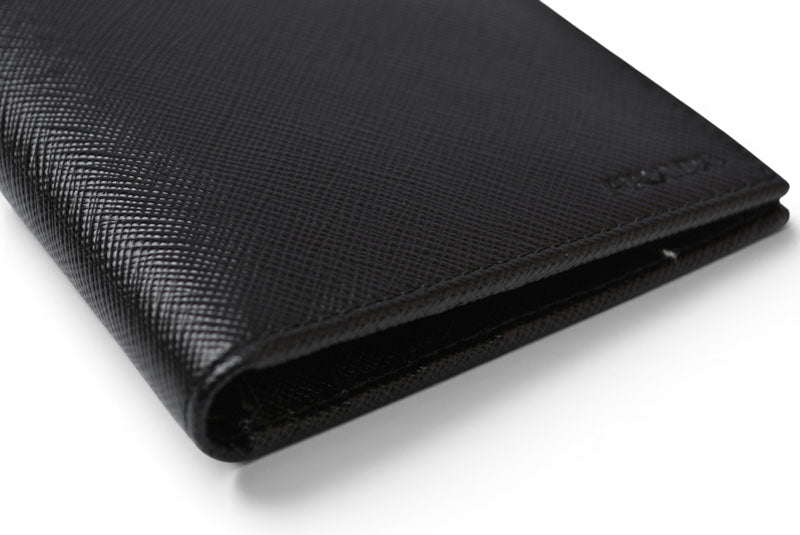 プラダ 未使用 財布/札入れ/カードケース 二つ折り アウトレット メンズ PRADA 折財布 SAFFIANO/レザー ブラック【中古】